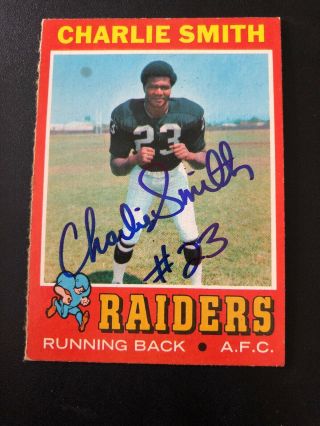 1971 Topps Football Signed Autograph Card Charlie Smith Raiders