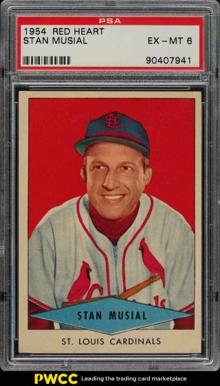 1954 Red Heart Stan Musial Short Print Psa 6 Exmt (pwcc)