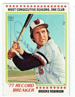 Orioles Baseball Hall Of Fame Player Brooks Robinson Autograph On Baseball Card