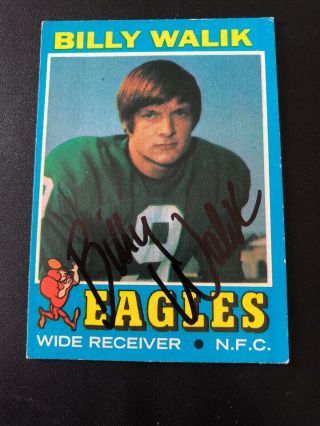 1971 Topps Football Signed Autograph Card Billy Walik Eagles