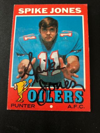 1971 Topps Football Signed Autograph Card Spike Jones Oilers