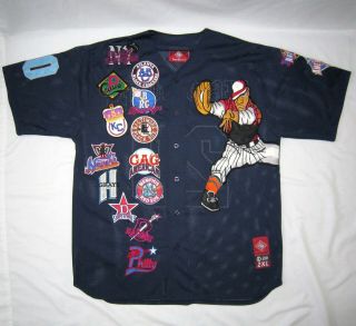 Crossover 2xl Negro Leagues Blue Jersey Shirt With 13 Team Patches Baseball