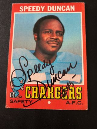 1971 Topps Football Signed Autograph Card Speedy Duncan Chargers