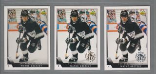 1993 - 94 Upper Deck 99 Regular,  Gold & Silver 802 Insert Wayne Gretzky (3 Cards)