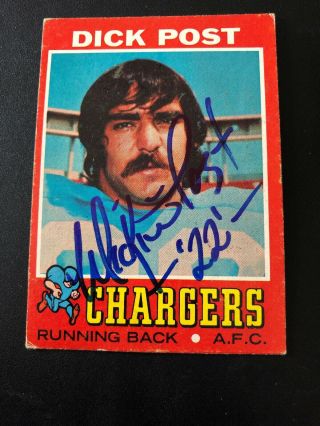 1971 Topps Football Signed Autograph Card Dick Post Chargers