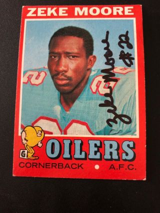 1971 Topps Football Signed Autograph Card Zeke Moore Oilers