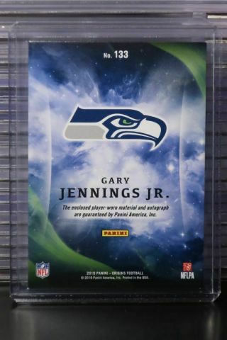 2019 Origins Gary Jennings Jr.  Rookie Patch Auto Autograph RC Seahawks RG 2
