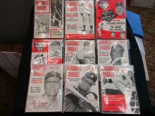 Baseball Digest - Nine Vintage 1961 Issues