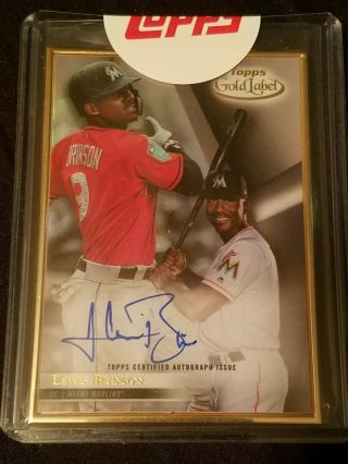 Lewis Brinson Marlins Auto 2018 Topps Gold Label Framed Autographs Fa - Lb