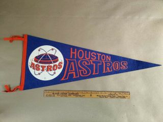 Large Vintage Felt Red White & Blue Mlb Baseball Pennant Texas Houston Astros