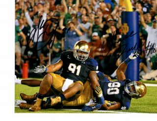 Sheldon Day Isaac Rochell Notre Dame Signed Autographed 8x10 Football Photo