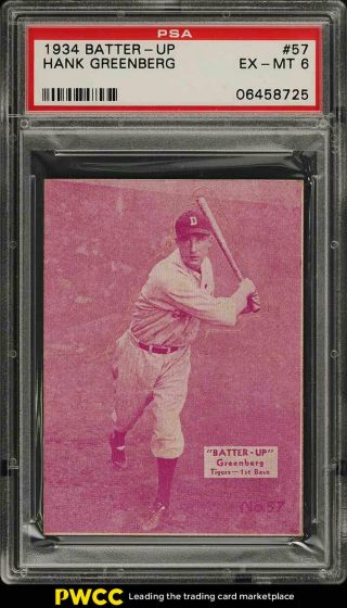 1934 Batter - Up Hank Greenberg 57 Psa 6 Exmt (pwcc)