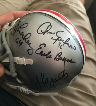 Chris Spielman Earle Bruce Ohio State Osu Buckeyes Signed Mini Helmet Football