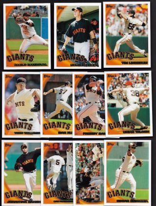2010 Topps Series 1 & 2 & Updates San Francisco Giants Complete 33 Card Team Set