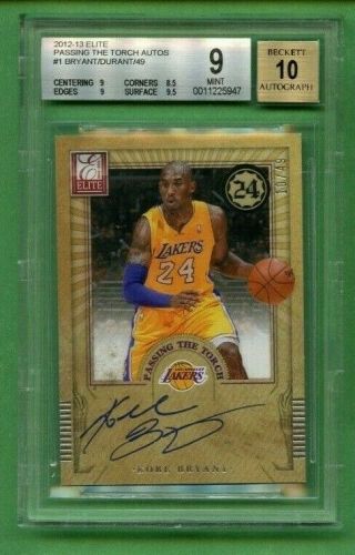 Kobe Bryant Kevin Durant 2012 - 13 Elite Passing The Torch Dual Auto Bgs 9/10