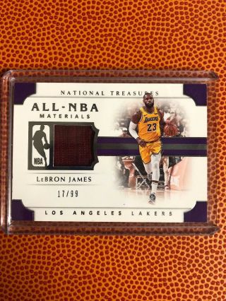 Lebron James 2018 - 19 National Treasures All - Nba Materials ’d/99 - La Lakers