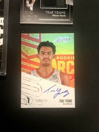 Lot3) 2018/19 PANINI ABSOLUTE TRAE YOUNG AUTO RC /125 Encased RC Noir Jumbo /99 2