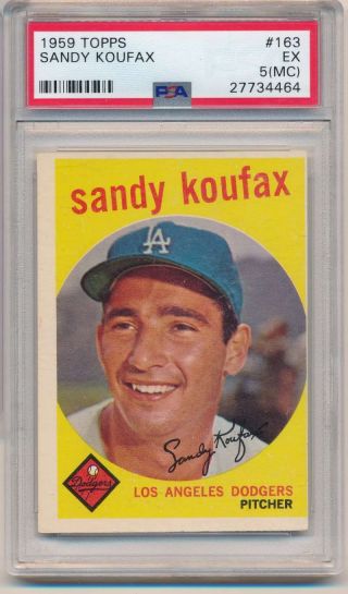 1959 Topps Sandy Koufax 163 Psa 5 (mc) Ex Dodgers Hof All Star C3143
