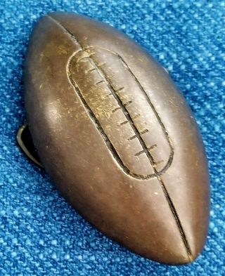 Vintage Brass or Copper Football Shaped Belt Buckle Circa 1960 ' s or 1970 ' s 2
