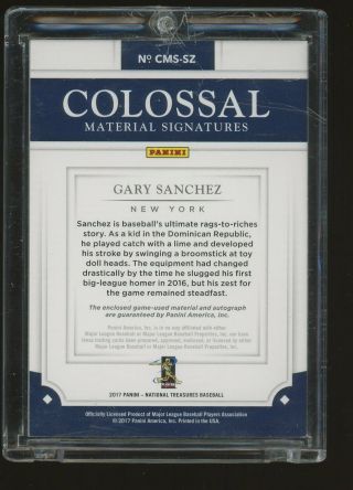 2017 National Treasures Colossal Gary Sanchez RPA RC Patch AUTO 22/25 2