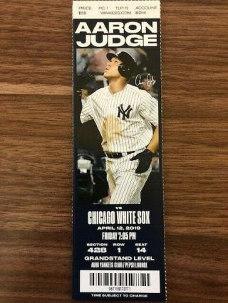 York Yankees Season Ticket Stub 4/12/2019 Vs White Sox Eloy Jimenez First Hr