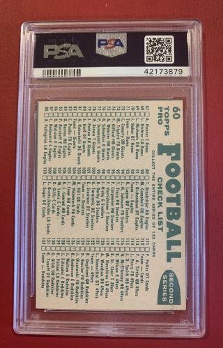 1960 Topps Football Card 60 Green Bay Packers PSA NM 7 3