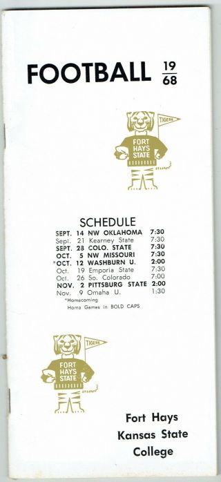 Fort Hays - Kansas State College 1968 Football Media Guide