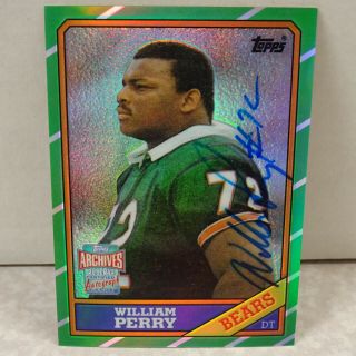 2001 Topps Archives Reserve Reprint (1986 Topps) William Perry On Card Auto