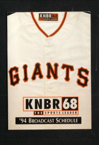 San Francisco Giants - - 1994 Pocket Schedule - - Knbr/fuller O 
