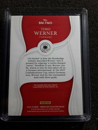 2018 - 19 Immaculate Soccer Boot Match Worn Timo Werner /60 GERMANY 2