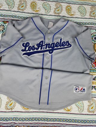 La Los Angeles Dodgers Majestic Vintage Grey Baseball Jersey Sz Xl 90s Alternate