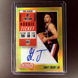 2018 - 19 Contenders Gary Trent Jr Gold Rookie Ticket Auto 1/10