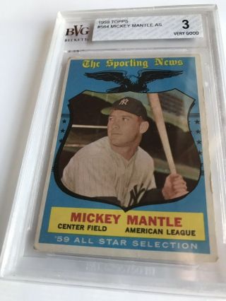 1959 Topps Mickey Mantle All - Star 564 Baseball Card Bvg 3 - W/ 7.  5 Sub Grade