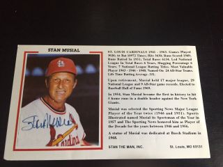 Stan Musial Signed Autograph Postcard Photo St Louis Cardinals Hof