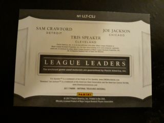 2017 National Treasures Sam Crawford Tris Speaker Shoeless Joe Bat Relic 9/15 2