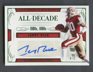 2016 National Treasures All - Decade Emerald Jerry Rice 49ers Hof Auto 4/5