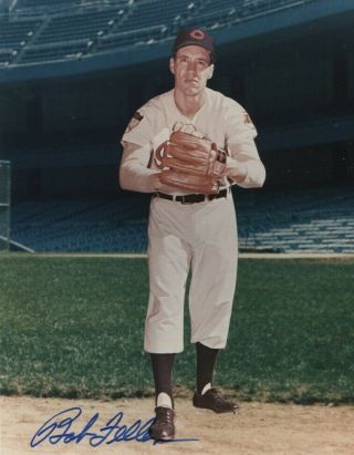 Bob Feller Autographed Vintage Cleveland Indians 8 X 10 Photo