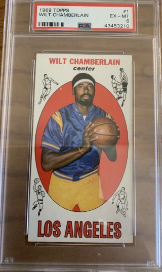 1969/70 Topps 1 Wilt Chamberlain Psa Ex 6 43453210 Los Angeles Lakers,  Hof