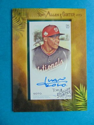 2019 Juan Soto Topps Allen & Ginter Mini Framed On Card Auto Ma - Jso Nationals