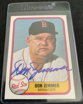 1981 Fleer 230 Don Zimmer Boston Red Sox Signed Autographed Auto Card Hof