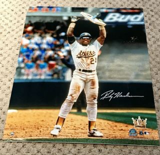 Rickey Henderson Signed 16x20 Photo Steiner The Steal Baseball King A’s Hof