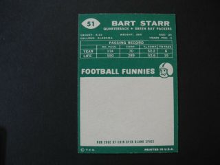 1960 Topps Football 51 Bart Starr NR - 2