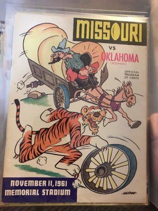 1961 Missouri Tigers Oklahoma Sooners Football Program