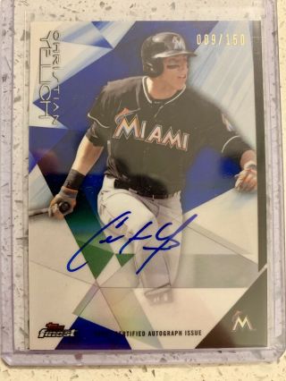 2015 Topps Finest Christian Yelich Blue Refracto Auto 09/150
