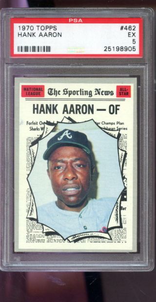 1970 Topps 462 Hank Aaron The Sporting News All - Star Ex Psa 5 Graded Baseball C