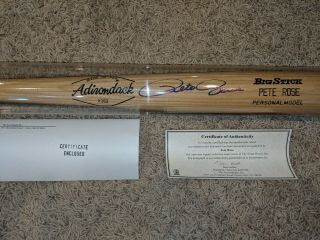 Pete Rose Signed Big Stick Adirondack 34 " Bat W/ And Tube - Auto