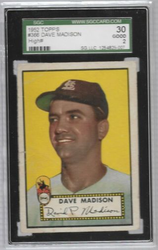 1952 Topps High Number 366 Dave Madison,  St.  Louis Browns Sgc 30 Good 2