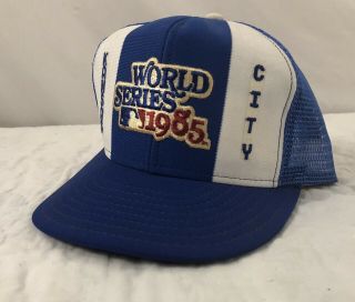 Vtg Kansas City Royals 1985 World Series Hat Cap Trucker Snapback Ajd Blue Mlb