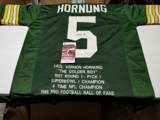 Paul Hornung Autographed Green Bay Packers Jersey Jsa Witness Protection