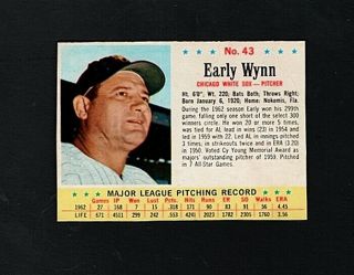 1963 Post Cereal - Early Wynn - Chicago White Sox Card 43 - Hof